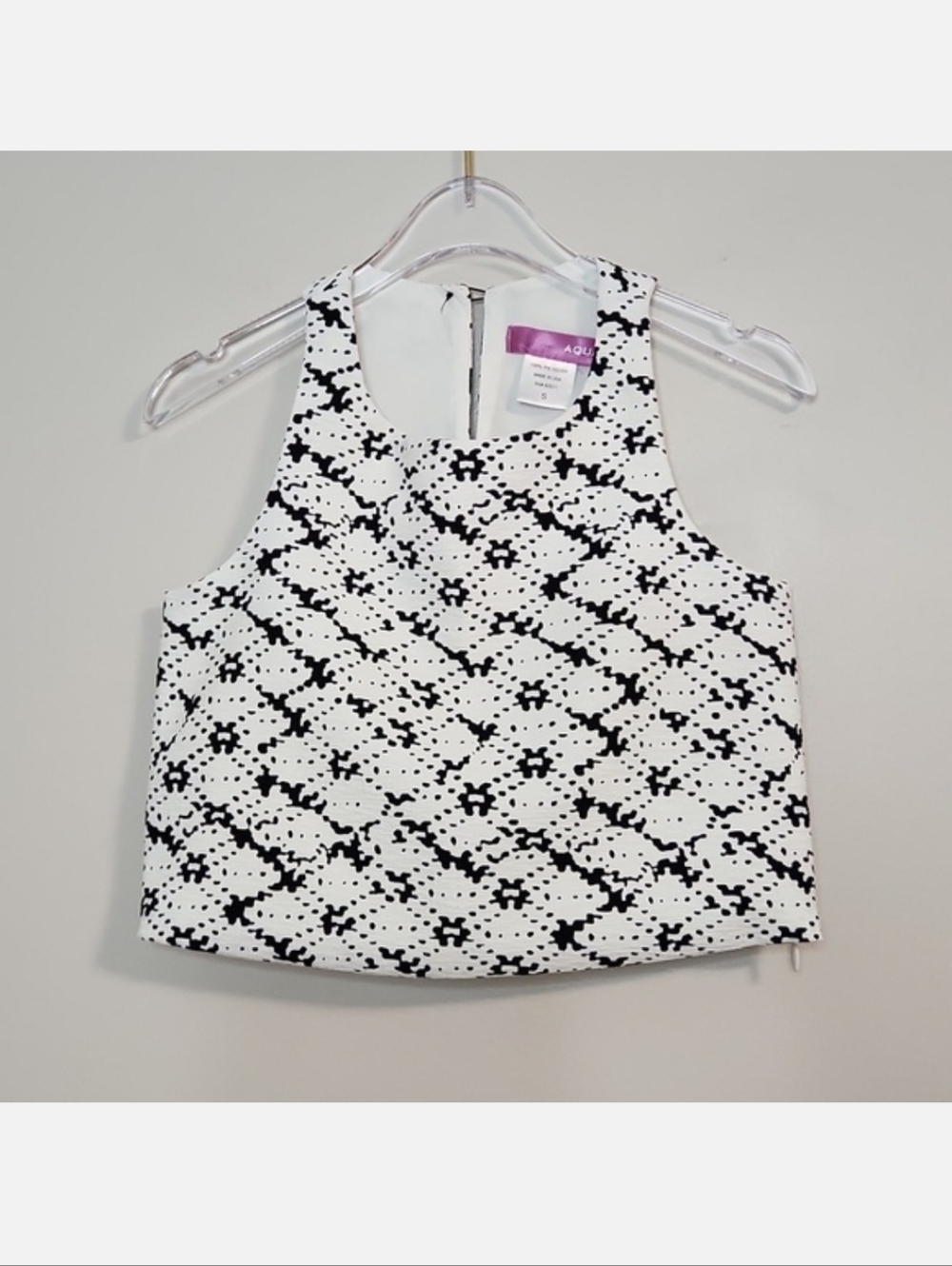 Aqua Girls Black & White Cropped Dressy Tank, Size S ~ EUC